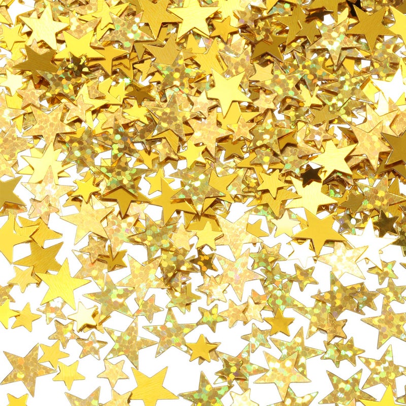 Hestya 60g Star Confetti Glitter Table Confetti Metallic Foil Stars for Christmas Party Wedding Festival Decorations(Glitter Gold Set,10mm and 6mm) - Image 1